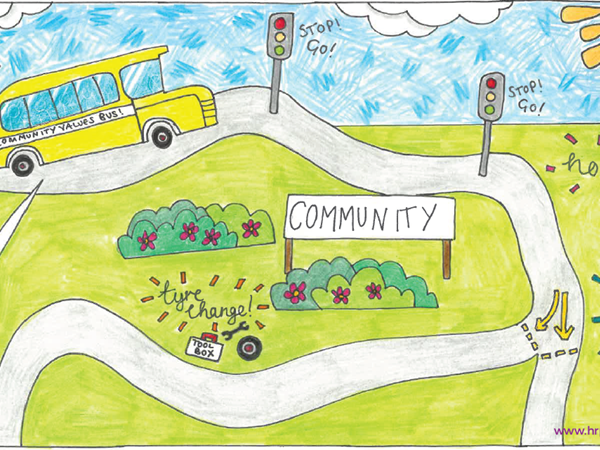 Drawing of Bus in the Community