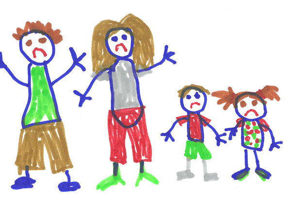 Drawing of Unhappy Family